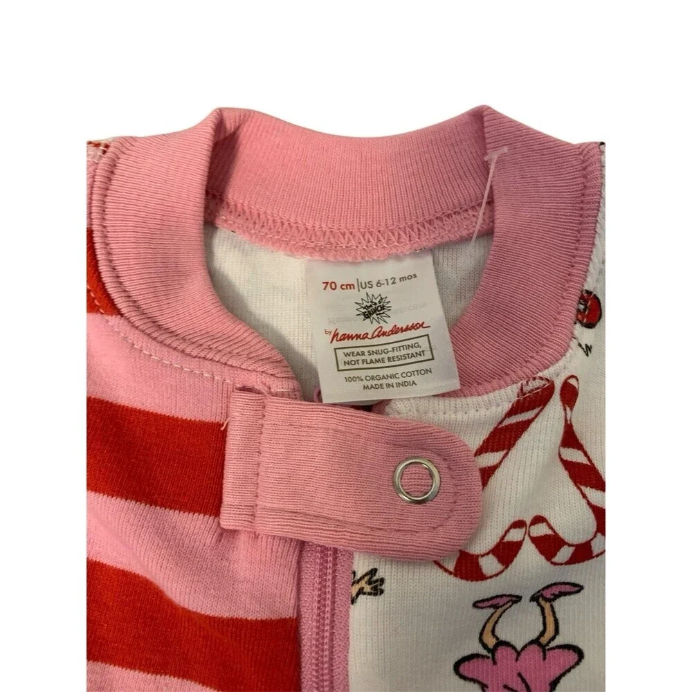 Hanna Andersson Dr. Seuss Grinch One Piece Pajamas 6-12M Girls Cindy-Lou Who